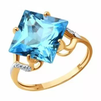 Кольцо из золота с топазом и фианитами