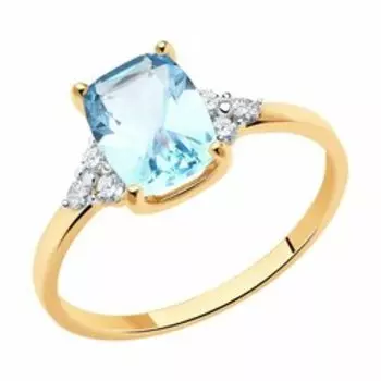 Кольцо из золота с топазом и фианитами