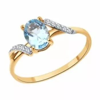 Кольцо из золота с топазом и фианитами