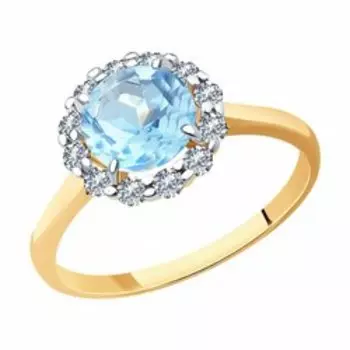 Кольцо из золота с топазом и фианитами