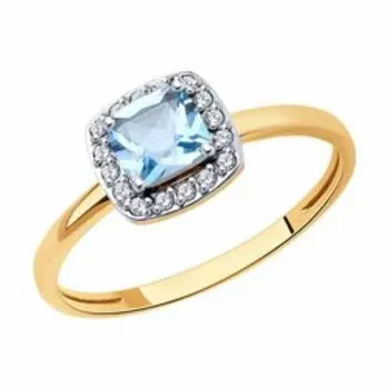 Кольцо из золота с топазом и фианитами
