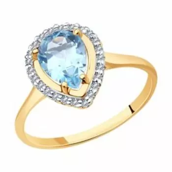 Кольцо из золота с топазом и фианитами