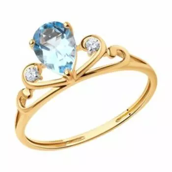 Кольцо из золота с топазом и фианитами