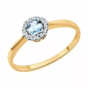 Кольцо из золота с топазом и фианитами