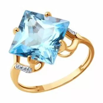 Кольцо из золота с топазом и фианитами