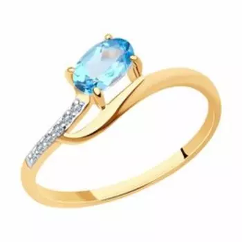 Кольцо из золота с топазом и фианитами