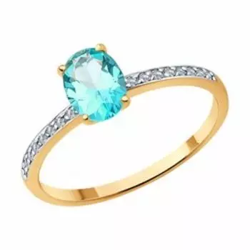 Кольцо из золота с топазом swarovski и фианитами