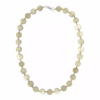 Колье из кварца волосатика со стальными шариками