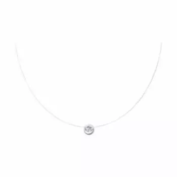 Колье на леске из белого золота с фианитом