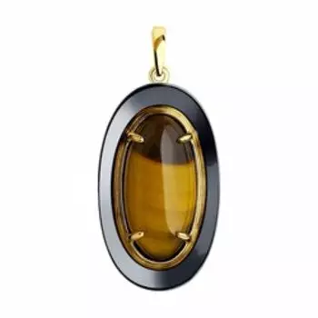 Подвеска из золочёного серебра с тигровым глазом