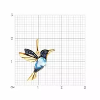 Подвеска из золота с топазом и фианитами