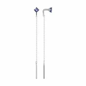 Серьги из белого золота с танзанитами