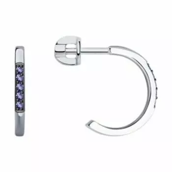 Серьги из белого золота с танзанитами