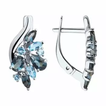 Серьги из белого золота с топазами