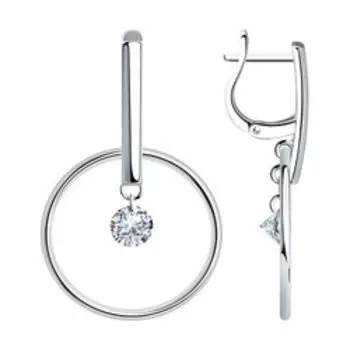 Серьги из серебра с фианитами