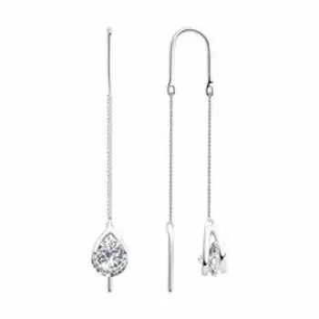 Серьги из серебра с фианитами