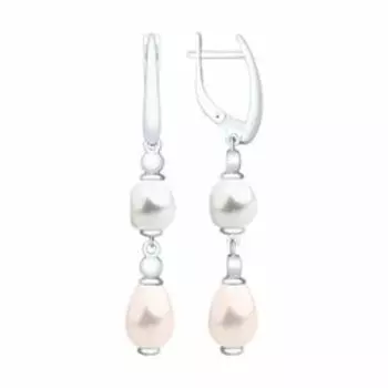 Серьги из серебра с синтетическим жемчугом