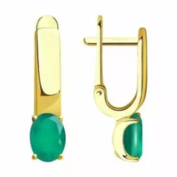 Серьги из желтого золота с агатами