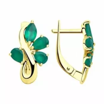 Серьги из желтого золота с агатами