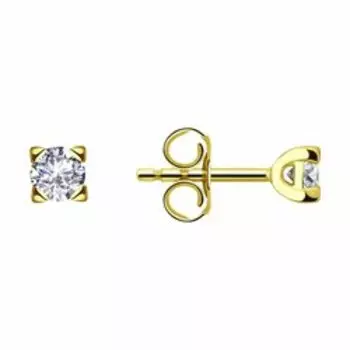 Серьги из желтого золота с фианитами