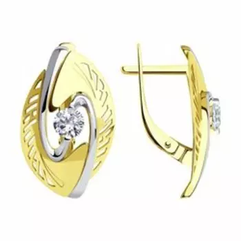 Серьги из желтого золота с фианитами