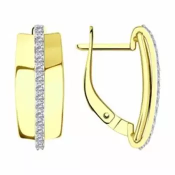 Серьги из желтого золота с фианитами