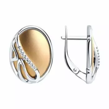 Серьги из золочёного серебра с фианитами