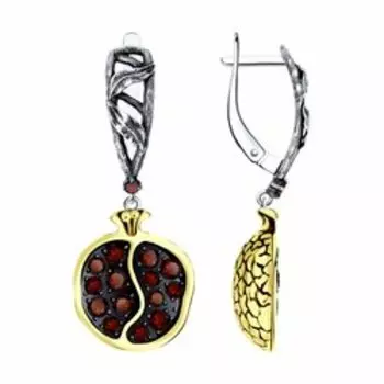 Серьги из золочёного серебра с гранатами