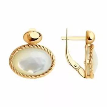 Серьги из золочёного серебра с перламутром