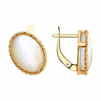 Серьги из золочёного серебра с перламутром