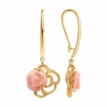 Серьги из золочёного серебра с перламутром