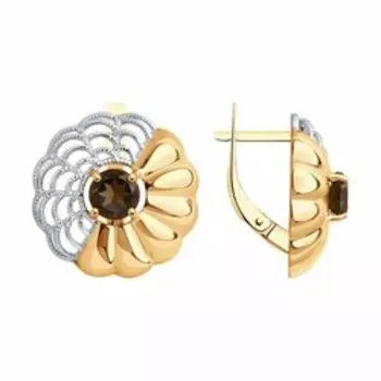 Серьги из золочёного серебра с раухтопазами