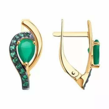 Серьги из золота с агатами и фианитами