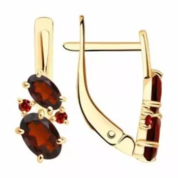 Серьги из золота с гранатами