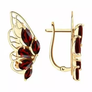 Серьги из золота с гранатами