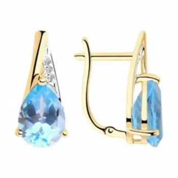 Серьги из золота с топазами и фианитами