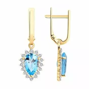 Серьги из золота с топазами и фианитами