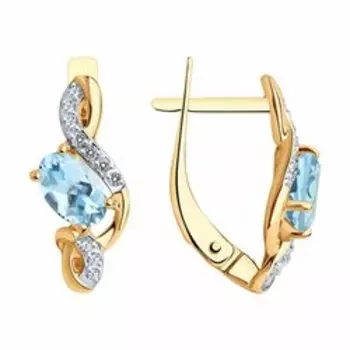 Серьги из золота с топазами и фианитами