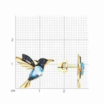 Серьги из золота с топазами и фианитами