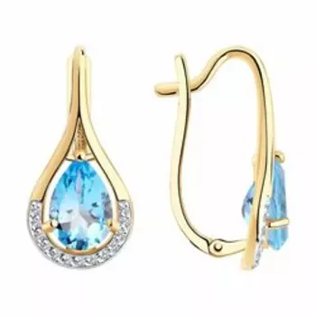 Серьги из золота с топазами и фианитами