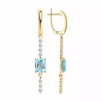 Серьги из золота с топазами и фианитами