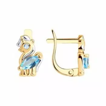 Серьги из золота с топазами и фианитами