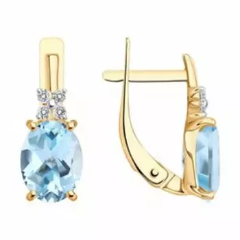 Серьги из золота с топазами и фианитами