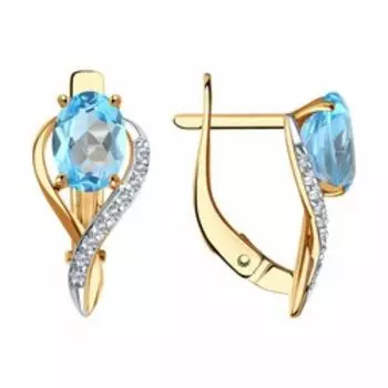 Серьги из золота с топазами и фианитами