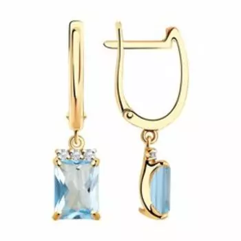 Серьги из золота с топазами и фианитами