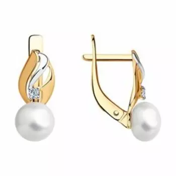 Серьги из золота с жемчугом и фианитами