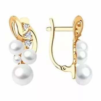 Серьги из золота с жемчугом и фианитами