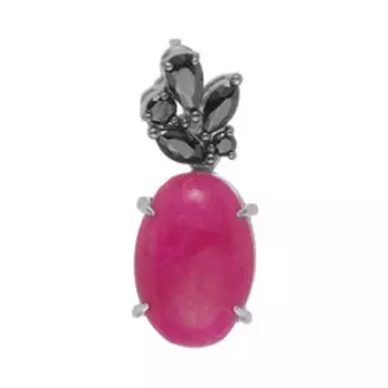 Серебрная подвеска с красным агатом и черными фианитами