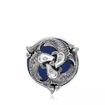 Серебряная брошь-подвеска с эмалью