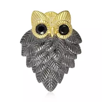 Серебряная брошь-подвеска со шпинелью "Сова"